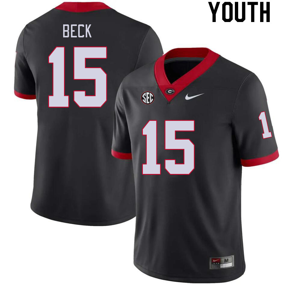 Youth #15 Carson Beck Georgia Bulldogs College Football Jerseys Stitched-Black